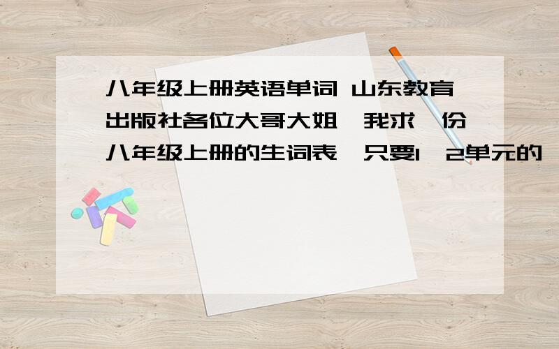 八年级上册英语单词 山东教育出版社各位大哥大姐,我求一份八年级上册的生词表,只要1、2单元的,注意是山东教育出版社的，