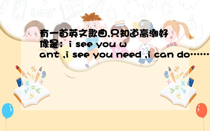 有一首英文歌曲,只知道高潮好像是：i see you want ,i see you need ,i can do……,i see you want,i see you need,i will do……