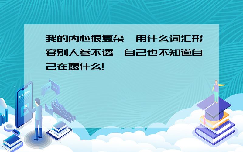 我的内心很复杂、用什么词汇形容别人参不透、自己也不知道自己在想什么!