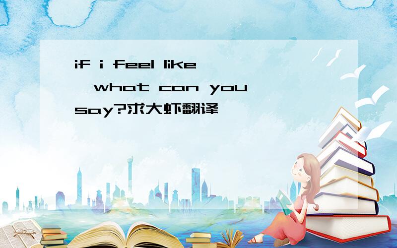 if i feel like,what can you say?求大虾翻译