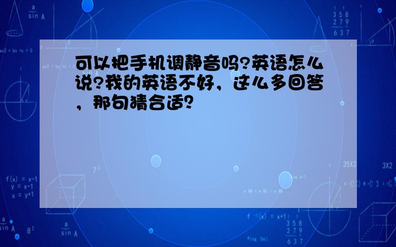 可以把手机调静音吗?英语怎么说?我的英语不好，这么多回答，那句猜合适？