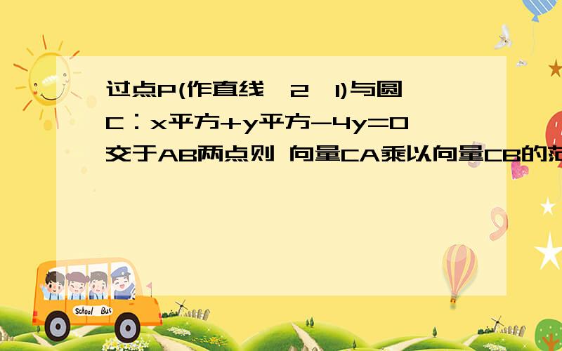 过点P(作直线√2,1)与圆C：x平方+y平方-4y=0交于AB两点则 向量CA乘以向量CB的范围是?过点P(√2,1)作直线与圆C：x平方+y平方-4y=0交于AB两点则 向量CA乘以向量CB的范围是？括号里面是根号2和1