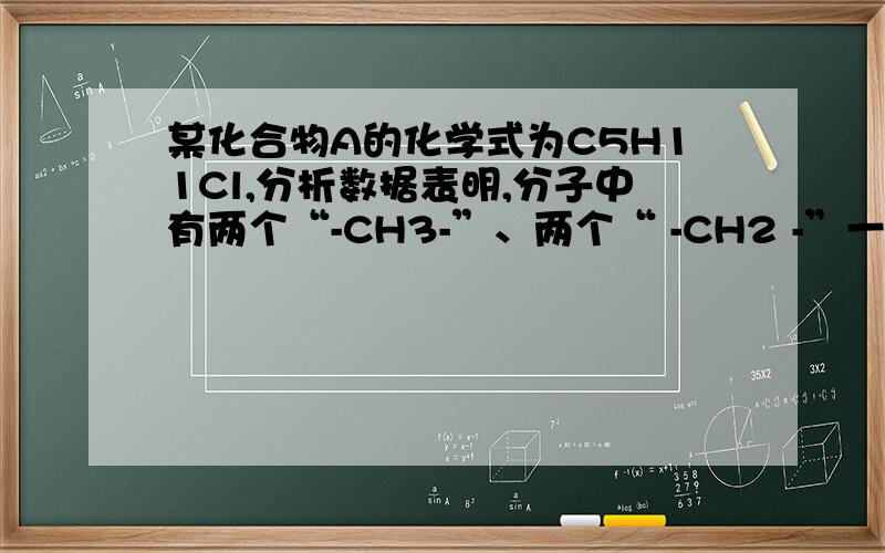 某化合物A的化学式为C5H11Cl,分析数据表明,分子中有两个“-CH3-”、两个“ -CH2 -”一个“-CH-”和一个“-Cl-”.写出它的同分异构体的结构简式.请写出思路