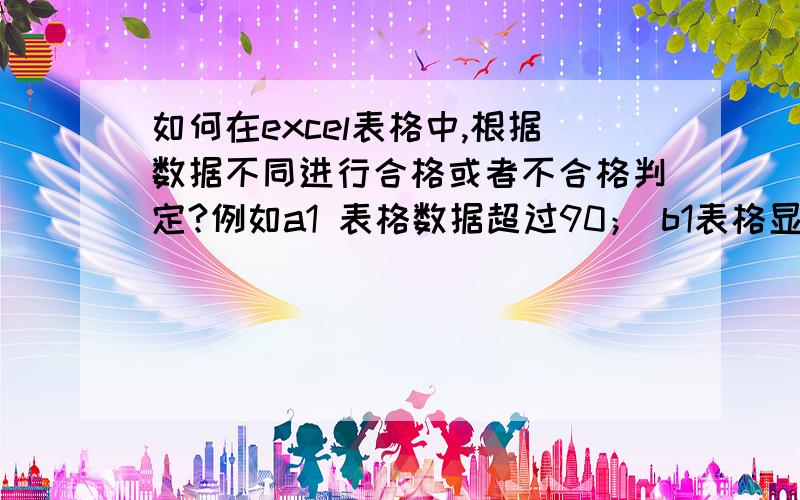 如何在excel表格中,根据数据不同进行合格或者不合格判定?例如a1 表格数据超过90； b1表格显示优秀,数据79至89； 显示良好.