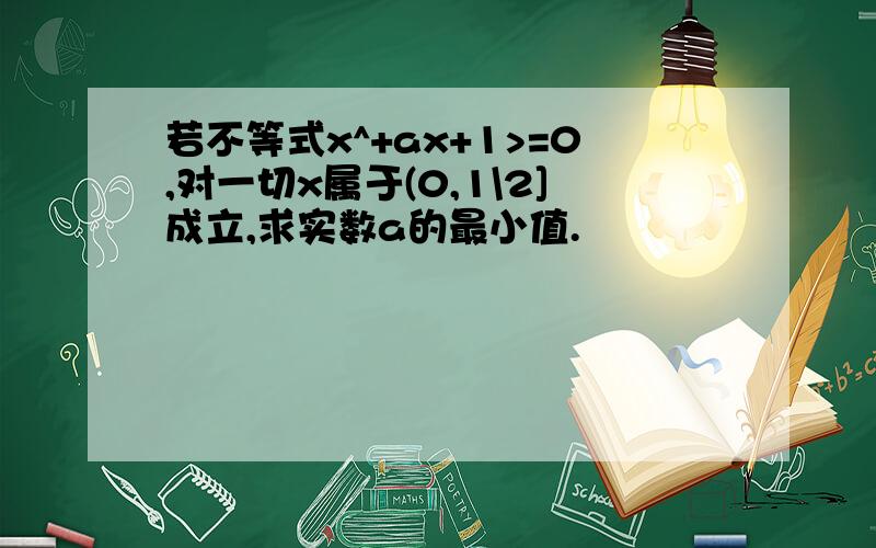 若不等式x^+ax+1>=0,对一切x属于(0,1\2]成立,求实数a的最小值.