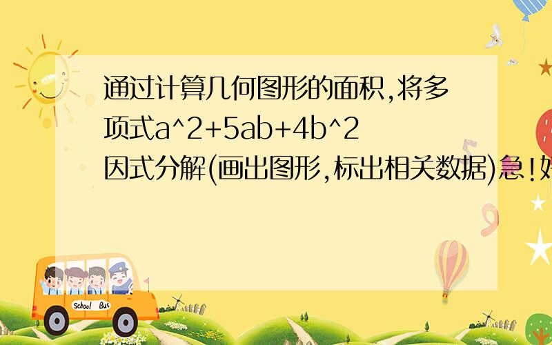 通过计算几何图形的面积,将多项式a^2+5ab+4b^2因式分解(画出图形,标出相关数据)急!好的采纳有加分!