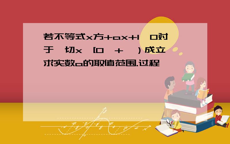 若不等式x方+ax+1≥0对于一切x∈[0,+∞）成立,求实数a的取值范围.过程…………