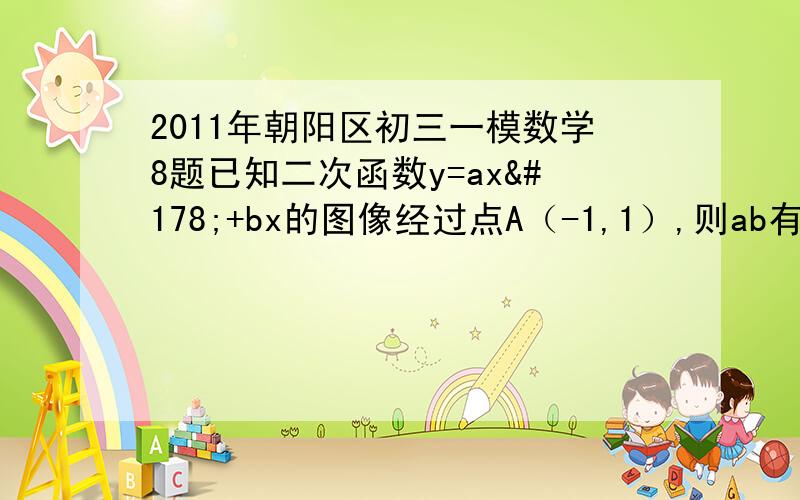 2011年朝阳区初三一模数学8题已知二次函数y=ax²+bx的图像经过点A（-1,1）,则ab有（）A.最大值1   B.最大值2    C.最小值0    D.最小值 -¼答案选D,想知道过程,谢谢了!