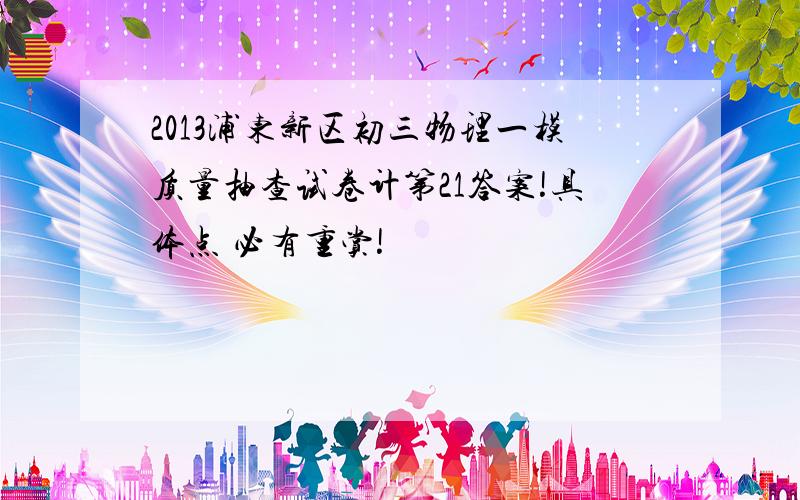 2013浦东新区初三物理一模质量抽查试卷计第21答案!具体点 必有重赏!