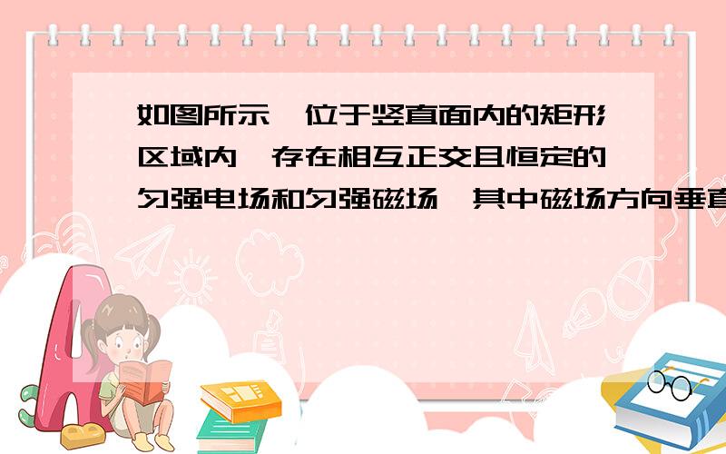 如图所示,位于竖直面内的矩形区域内,存在相互正交且恒定的匀强电场和匀强磁场,其中磁场方向垂直于矩形平面,一束带电粒子以相同的水平初速度由A点进入这个区域沿直线运动,从C点离开场