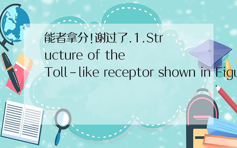 能者拿分!谢过了.1.Structure of the Toll-like receptor shown in Figure 33.1 can be described as a __________.a) monomerb) dimerc) trimerd) α2β2 tetramere) α2β2γ2 hexamer2.The leucine-rich repeat domain from human TLR-3 is has a(n) ________