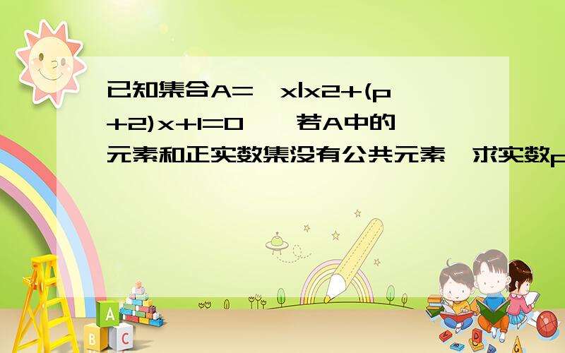 已知集合A={x|x2+(p+2)x+1=0},若A中的元素和正实数集没有公共元素,求实数p的取值范围