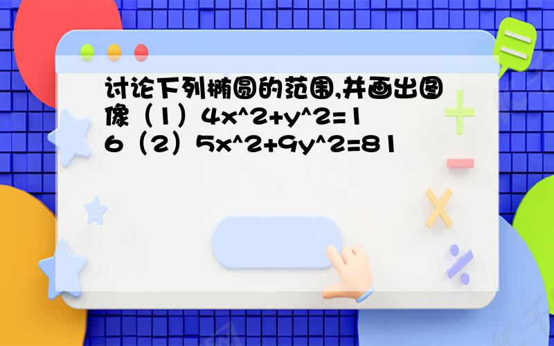 讨论下列椭圆的范围,并画出图像（1）4x^2+y^2=16（2）5x^2+9y^2=81