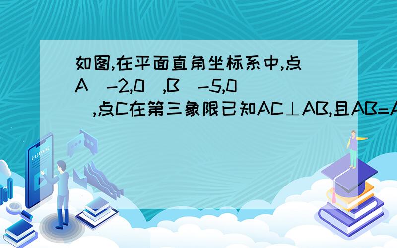 如图,在平面直角坐标系中,点A（-2,0）,B（-5,0）,点C在第三象限已知AC⊥AB,且AB=AC.点Q与点P关于X轴对称,E是射线PC上一个动点,连接QE,EF平分∠QEC,QM平分∠EQP,射线QN∥EF.∠MQN的度数是否改变?若不变