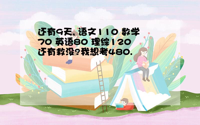 还有9天, 语文110 数学70 英语80 理综120 还有救没?我想考480.