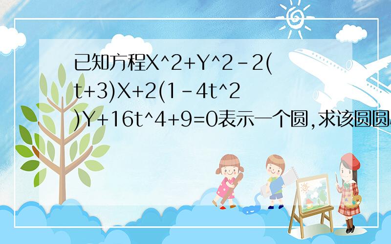 已知方程X^2+Y^2-2(t+3)X+2(1-4t^2)Y+16t^4+9=0表示一个圆,求该圆圆心的轨迹 方程