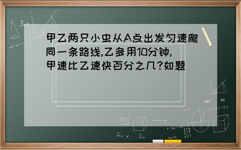 甲乙两只小虫从A点出发匀速爬同一条路线,乙多用10分钟,甲速比乙速快百分之几?如题