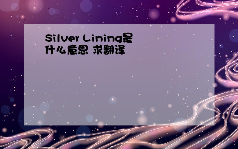 Silver Lining是什么意思 求翻译