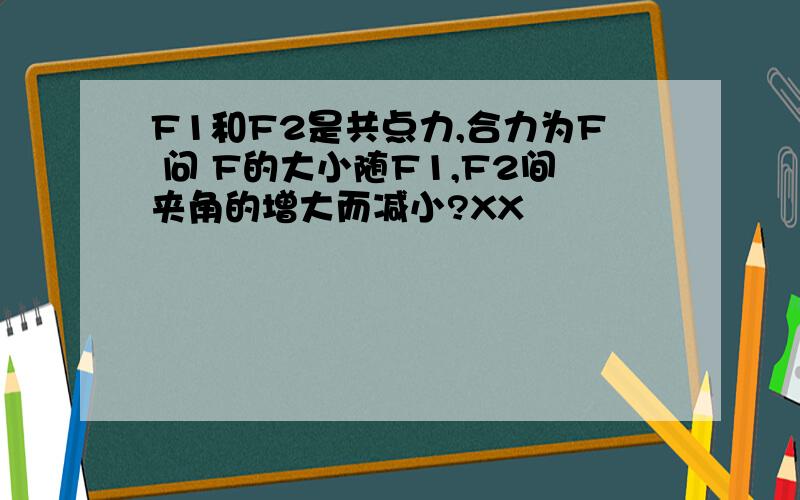 F1和F2是共点力,合力为F 问 F的大小随F1,F2间夹角的增大而减小?XX