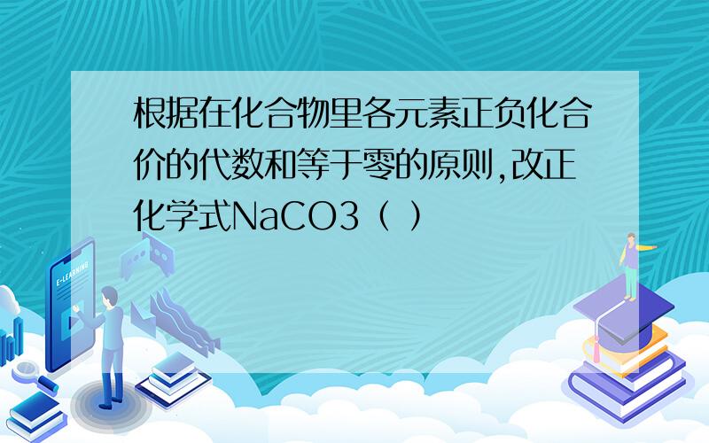 根据在化合物里各元素正负化合价的代数和等于零的原则,改正化学式NaCO3（ ）