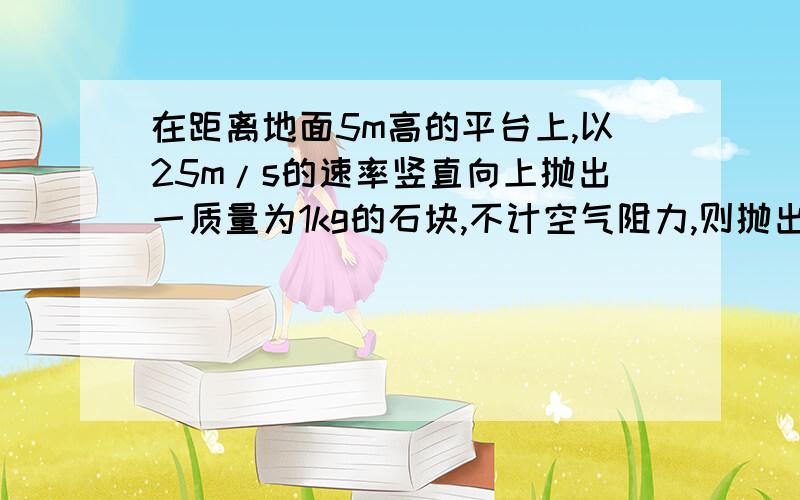 在距离地面5m高的平台上,以25m/s的速率竖直向上抛出一质量为1kg的石块,不计空气阻力,则抛出后3s内重力对石块所做的功是多少?为什么?g取10