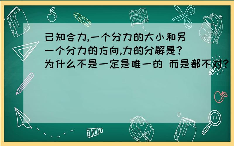 已知合力,一个分力的大小和另一个分力的方向,力的分解是?为什么不是一定是唯一的 而是都不对?