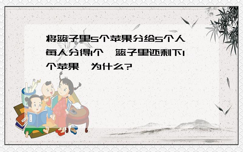 将篮子里5个苹果分给5个人,每人分得1个,篮子里还剩下1个苹果,为什么?