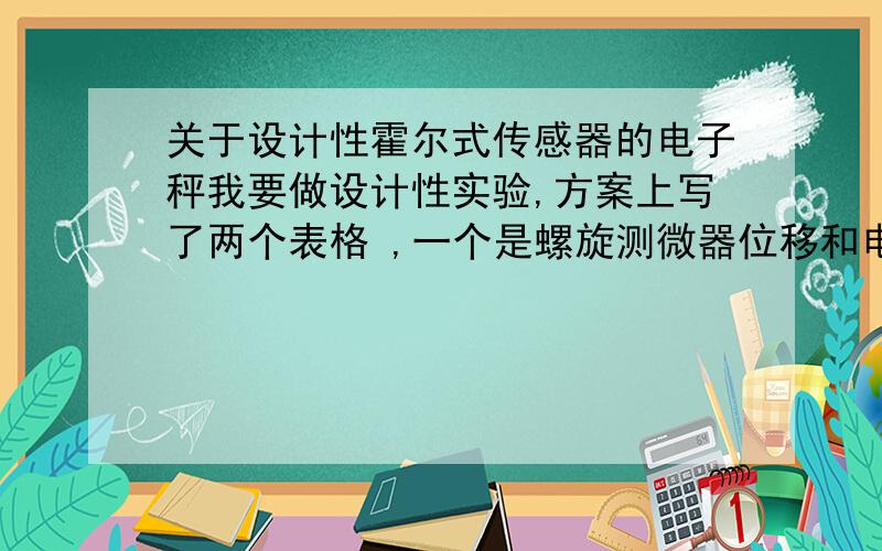 关于设计性霍尔式传感器的电子秤我要做设计性实验,方案上写了两个表格 ,一个是螺旋测微器位移和电压的关系表,一个是定值砝码质量和电压的关系表,但为什么要测位移和电压的关系,直接