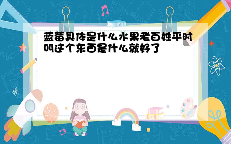 蓝莓具体是什么水果老百姓平时叫这个东西是什么就好了