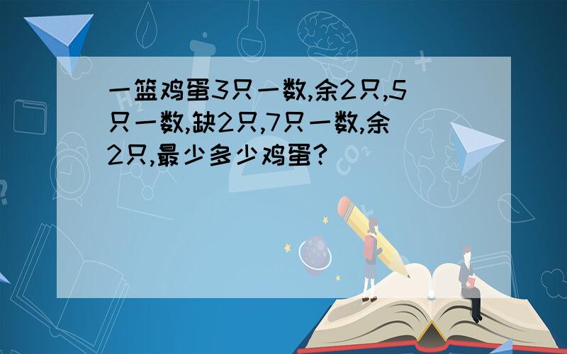 一篮鸡蛋3只一数,余2只,5只一数,缺2只,7只一数,余2只,最少多少鸡蛋?