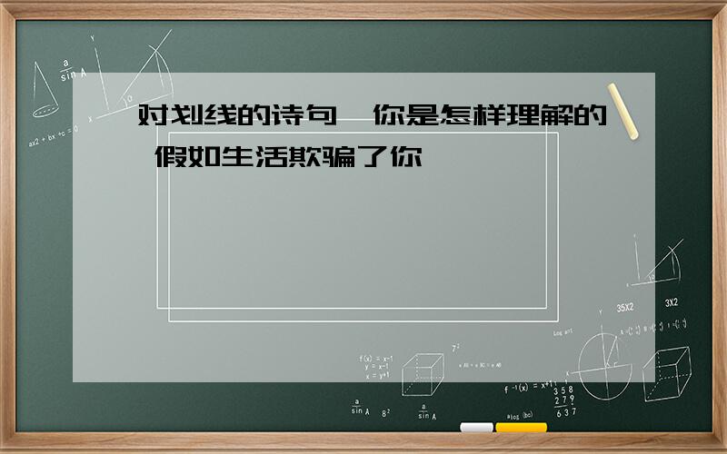 对划线的诗句,你是怎样理解的 假如生活欺骗了你