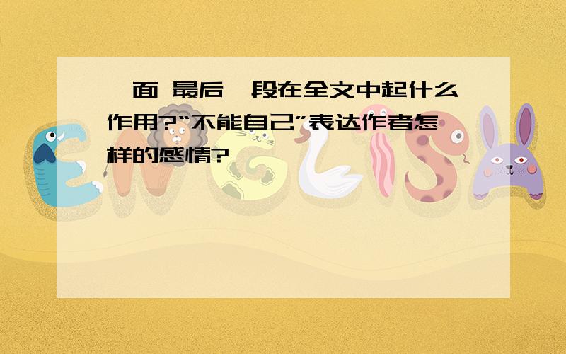 一面 最后一段在全文中起什么作用?“不能自己”表达作者怎样的感情?