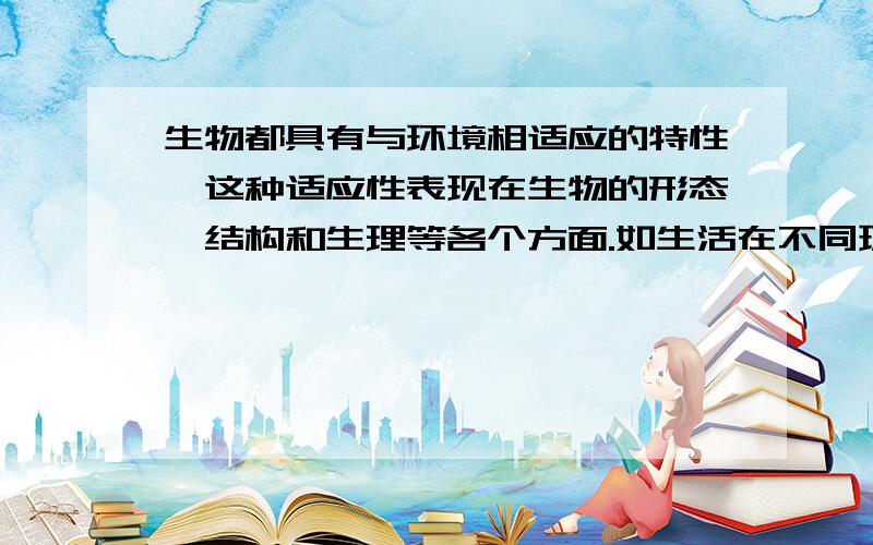 生物都具有与环境相适应的特性,这种适应性表现在生物的形态、结构和生理等各个方面.如生活在不同环境中的植物,其叶片上气孔的数量和分布是不同的.下表为4种植物叶片上、下表皮的气