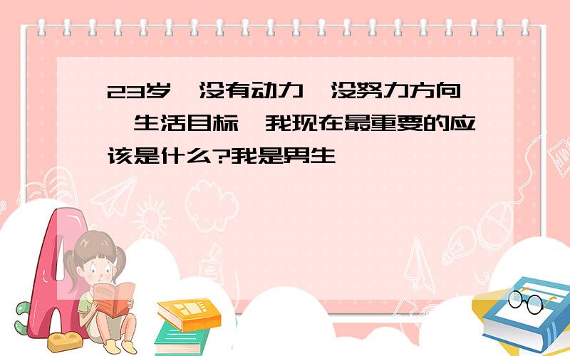 23岁,没有动力,没努力方向,生活目标,我现在最重要的应该是什么?我是男生