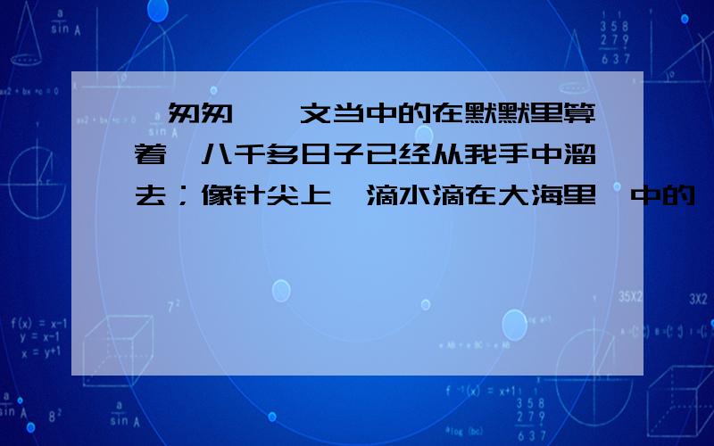 《匆匆》一文当中的在默默里算着,八千多日子已经从我手中溜去；像针尖上一滴水滴在大海里,中的 八千多日子说明了什么,代表了什.从匆匆一文当中找出含义深刻的句子如：像针尖上一滴