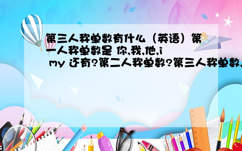 第三人称单数有什么（英语）第一人称单数是 你,我,他,i my 还有?第二人称单数?第三人称单数,he she ,it还有复数
