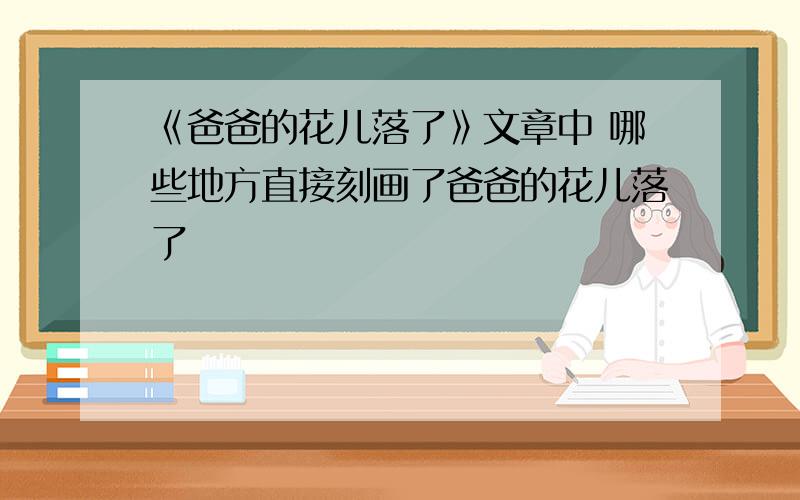 《爸爸的花儿落了》文章中 哪些地方直接刻画了爸爸的花儿落了