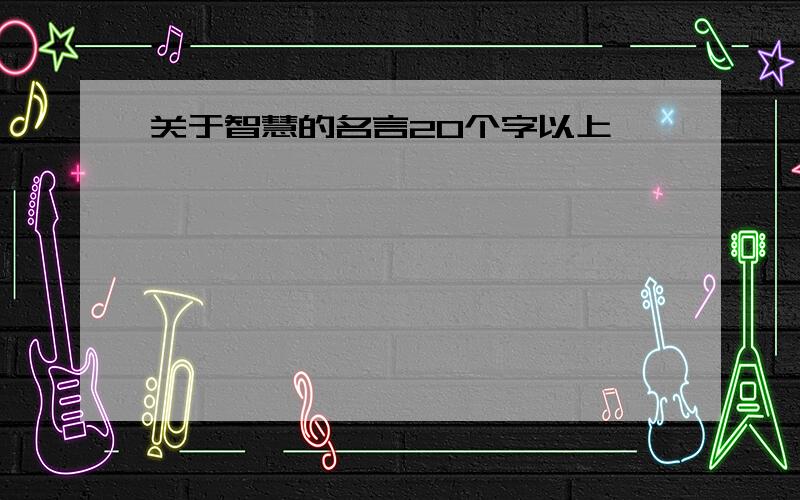 关于智慧的名言20个字以上