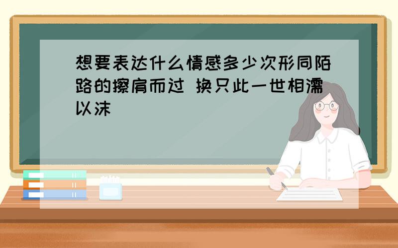 想要表达什么情感多少次形同陌路的擦肩而过 换只此一世相濡以沫