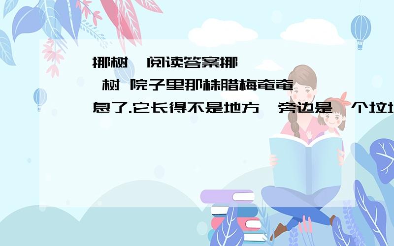 《挪树》阅读答案挪        树 院子里那株腊梅奄奄一息了.它长得不是地方,旁边是一个垃圾桶,垃圾车常年地擦它、蹭它、碾它,原来风姿飘逸的它,便渐渐枝折叶落,瘦弱得仅剩可怜巴巴几条筋,