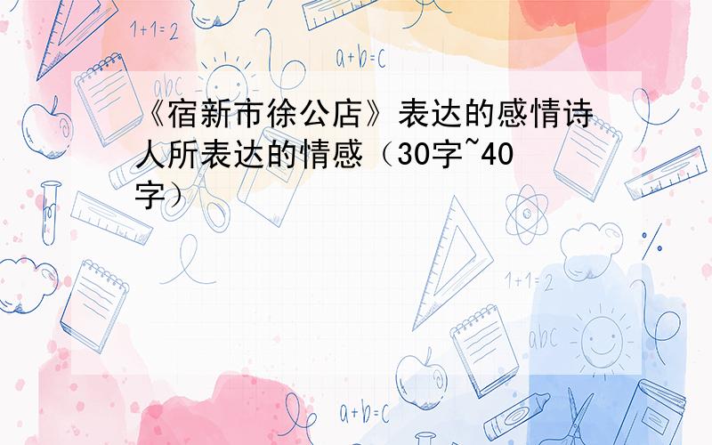 《宿新市徐公店》表达的感情诗人所表达的情感（30字~40字）