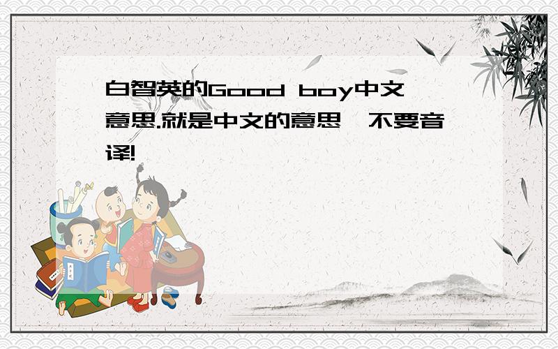 白智英的Good boy中文意思.就是中文的意思,不要音译!