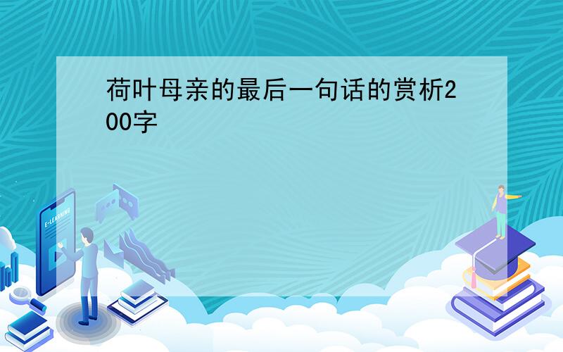 荷叶母亲的最后一句话的赏析200字