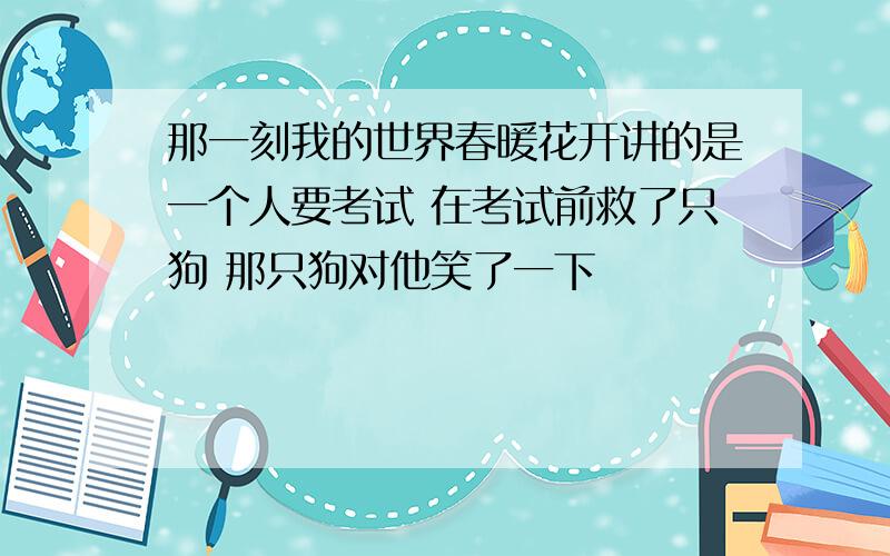 那一刻我的世界春暖花开讲的是一个人要考试 在考试前救了只狗 那只狗对他笑了一下