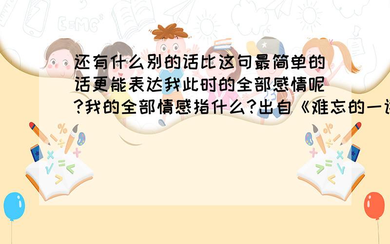 还有什么别的话比这句最简单的话更能表达我此时的全部感情呢?我的全部情感指什么?出自《难忘的一课》这一课文急