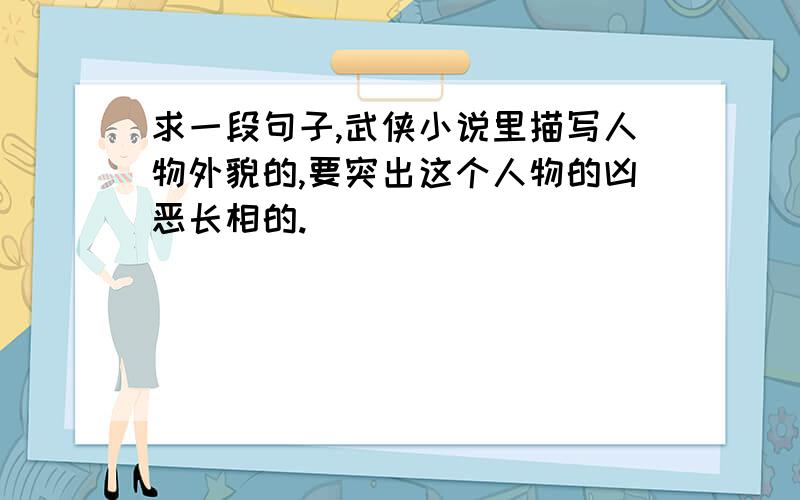 求一段句子,武侠小说里描写人物外貌的,要突出这个人物的凶恶长相的.