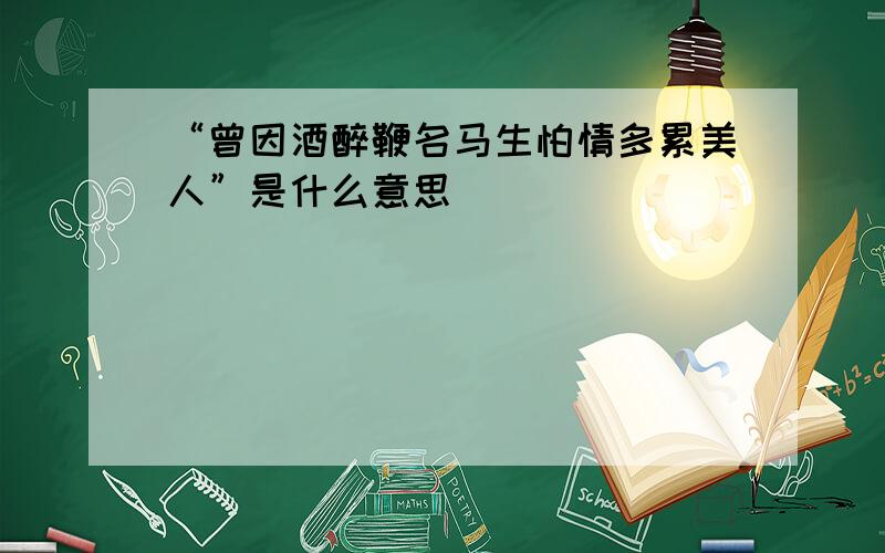 “曾因酒醉鞭名马生怕情多累美人”是什么意思