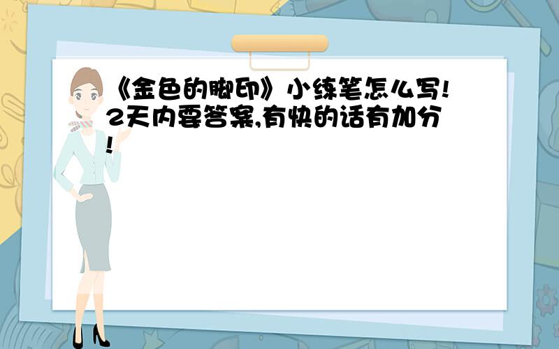 《金色的脚印》小练笔怎么写!2天内要答案,有快的话有加分!