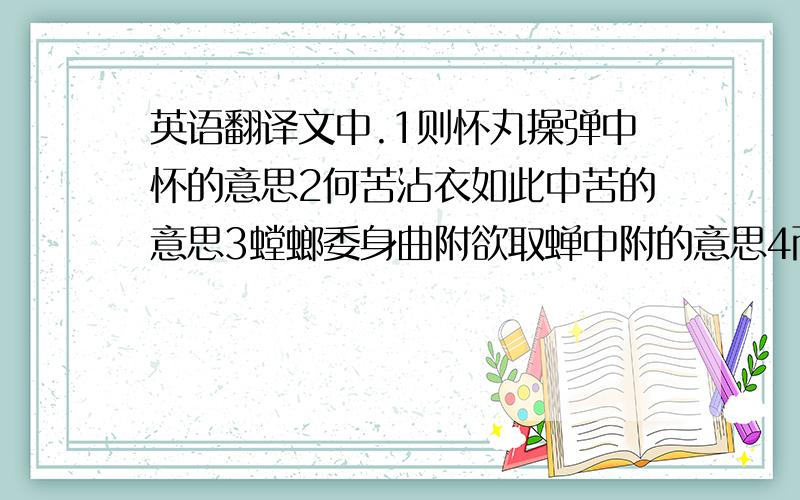 英语翻译文中.1则怀丸操弹中怀的意思2何苦沾衣如此中苦的意思3螳螂委身曲附欲取蝉中附的意思4而不顾其后之有患也中的顾的意思翻译乃的意思善哉!乃罢其兵家祭无忘告乃翁这则故事讽刺