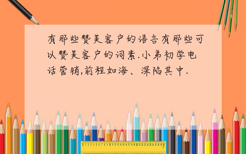 有那些赞美客户的语言有那些可以赞美客户的词素.小弟初学电话营销,前程如海、深陷其中.